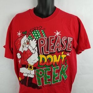Vintage Santa Please Dont Peek Christmas T Shirt